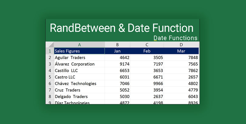 Generate Random Dates in Excel 2016