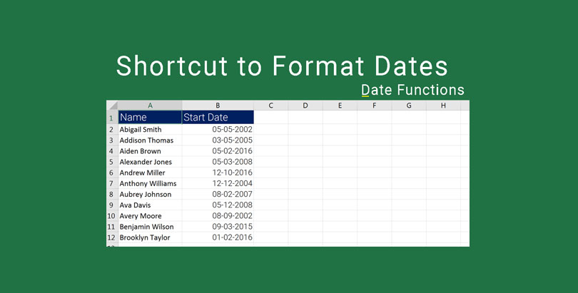 Excel Date Format Shortcut